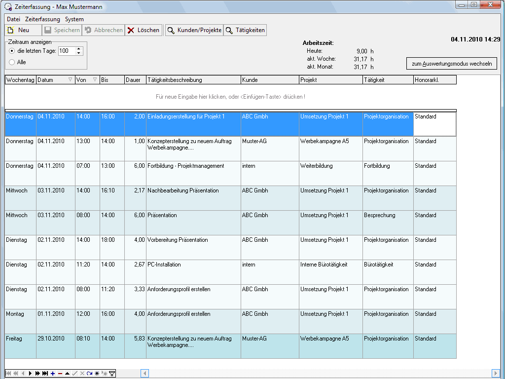 innoZeit Screenshot